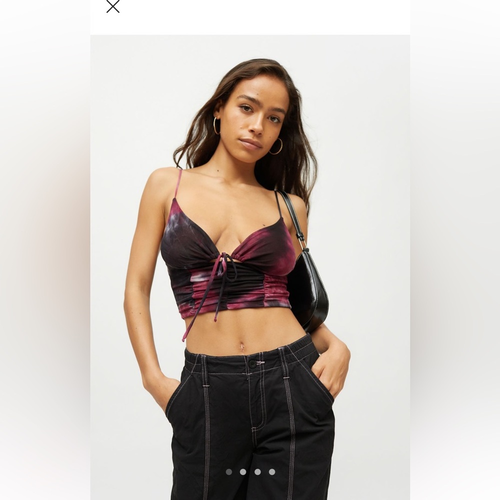 Urban Outfitters Red and Black Tie-Dye Crop Top